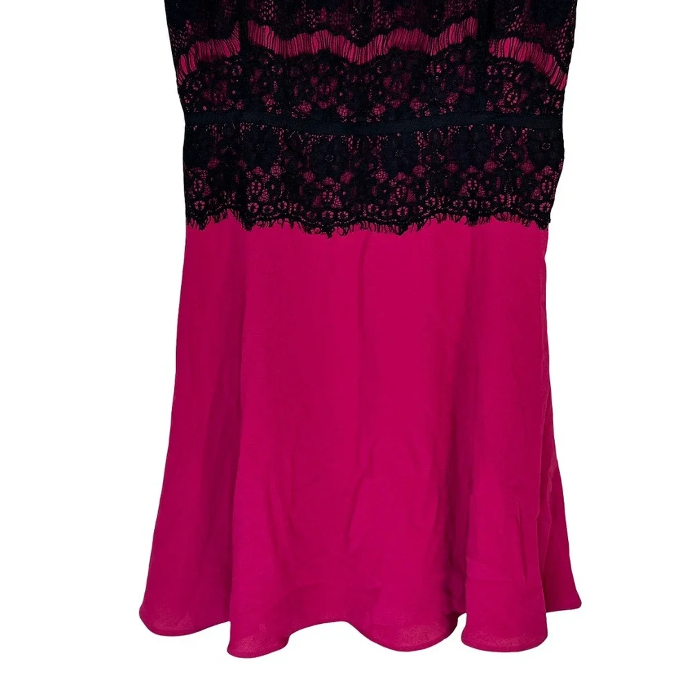 Loft Sleeveless Mauve Black Lace Dress Womens Size 6 Fit Flare Cocktail Party AE